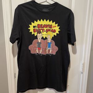 Beavis and Butt-Head MTV Men's Black Graphic T-Shirt Size Medium NWOT